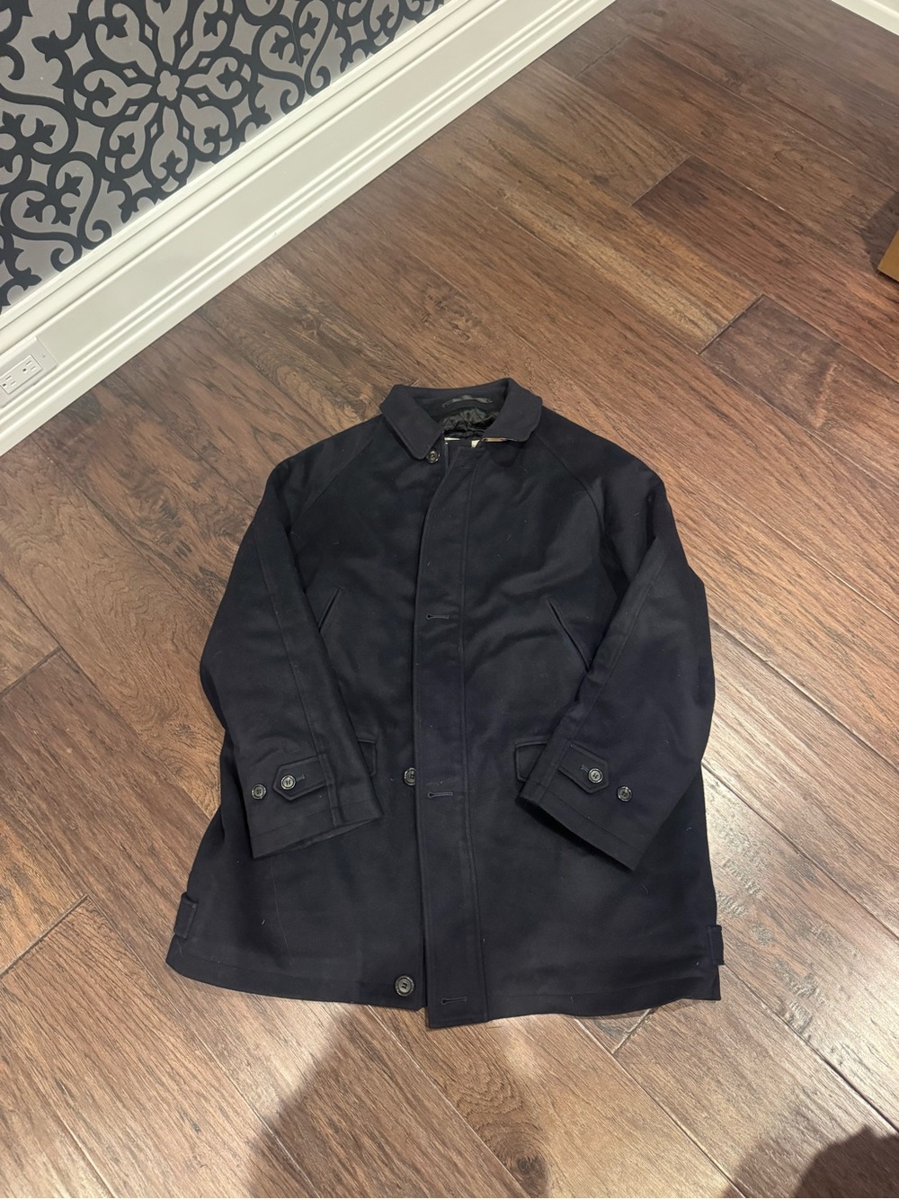 Burberry Navy Wool Pea Coat
